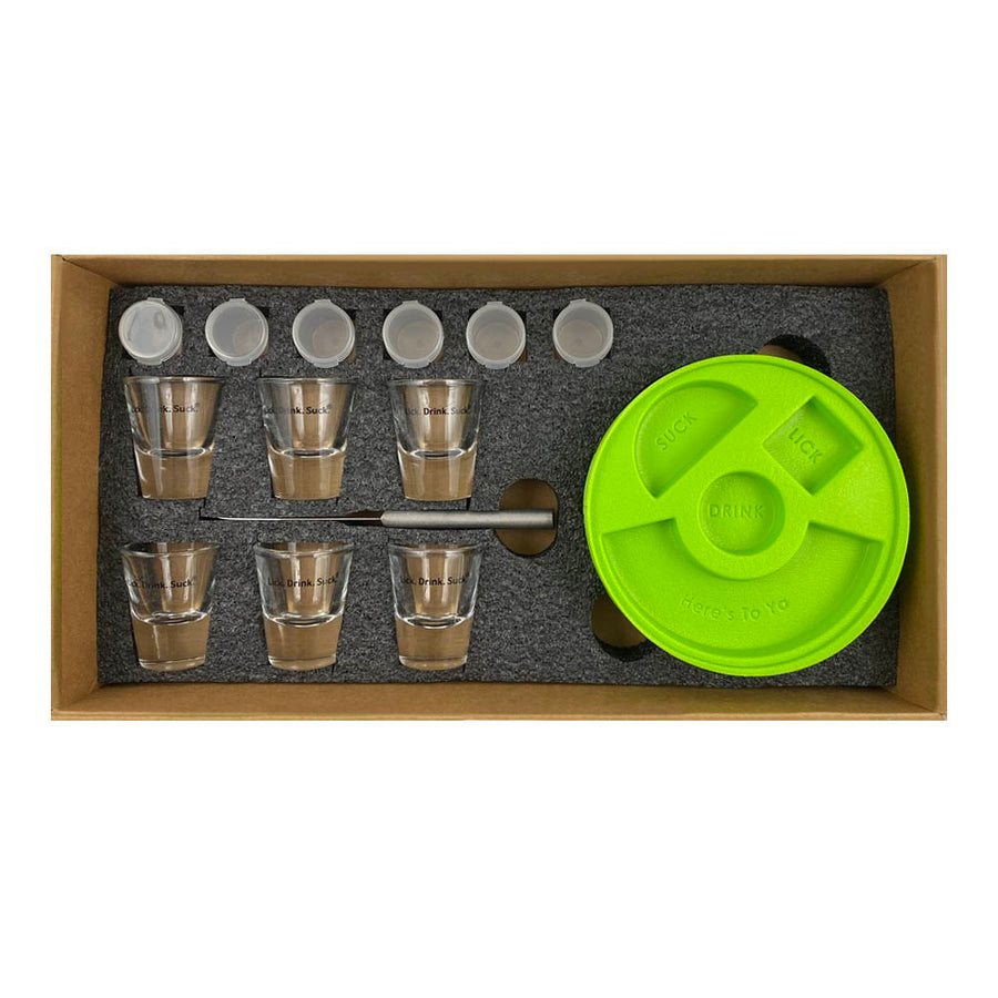You get 6 tequila saucers, 6 shot glasses, 6 salt containers and one bar knife in the Lick. Drink. Suck.® Bar Box for Tequila Lovers