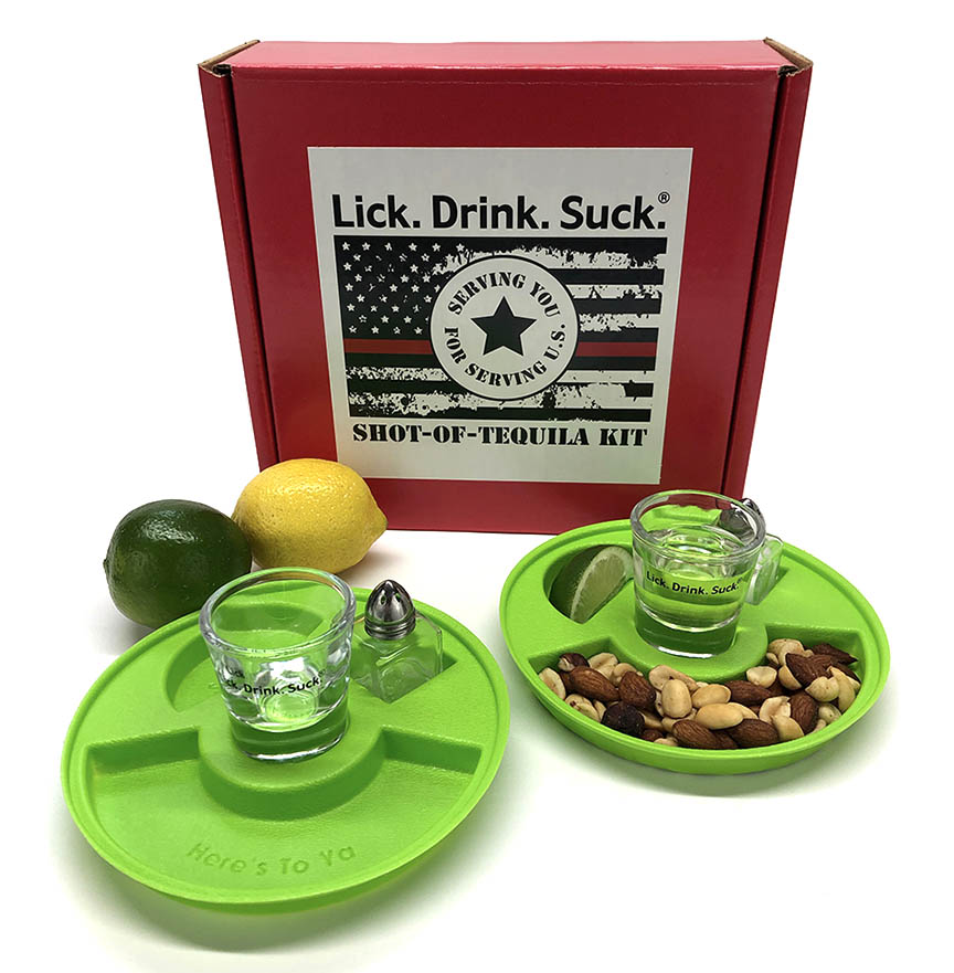 Honor a Firefighter with a Lick. Drink. Suck.®  Tequila Drinking Kit 