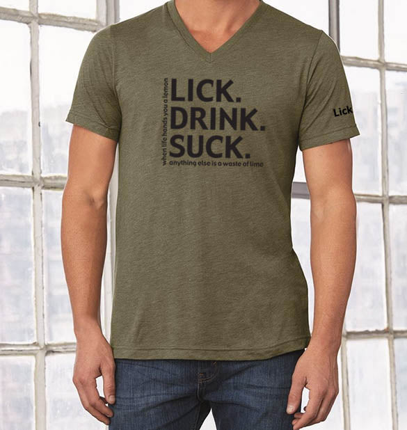 The official Lick. Drink. Suck.® Unisex V-Neck Tequila T-Shirt